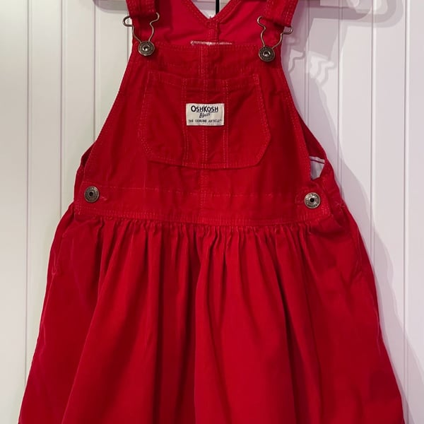 OshKosh B'gosh Corduroy Overall Dress Size 4T Red