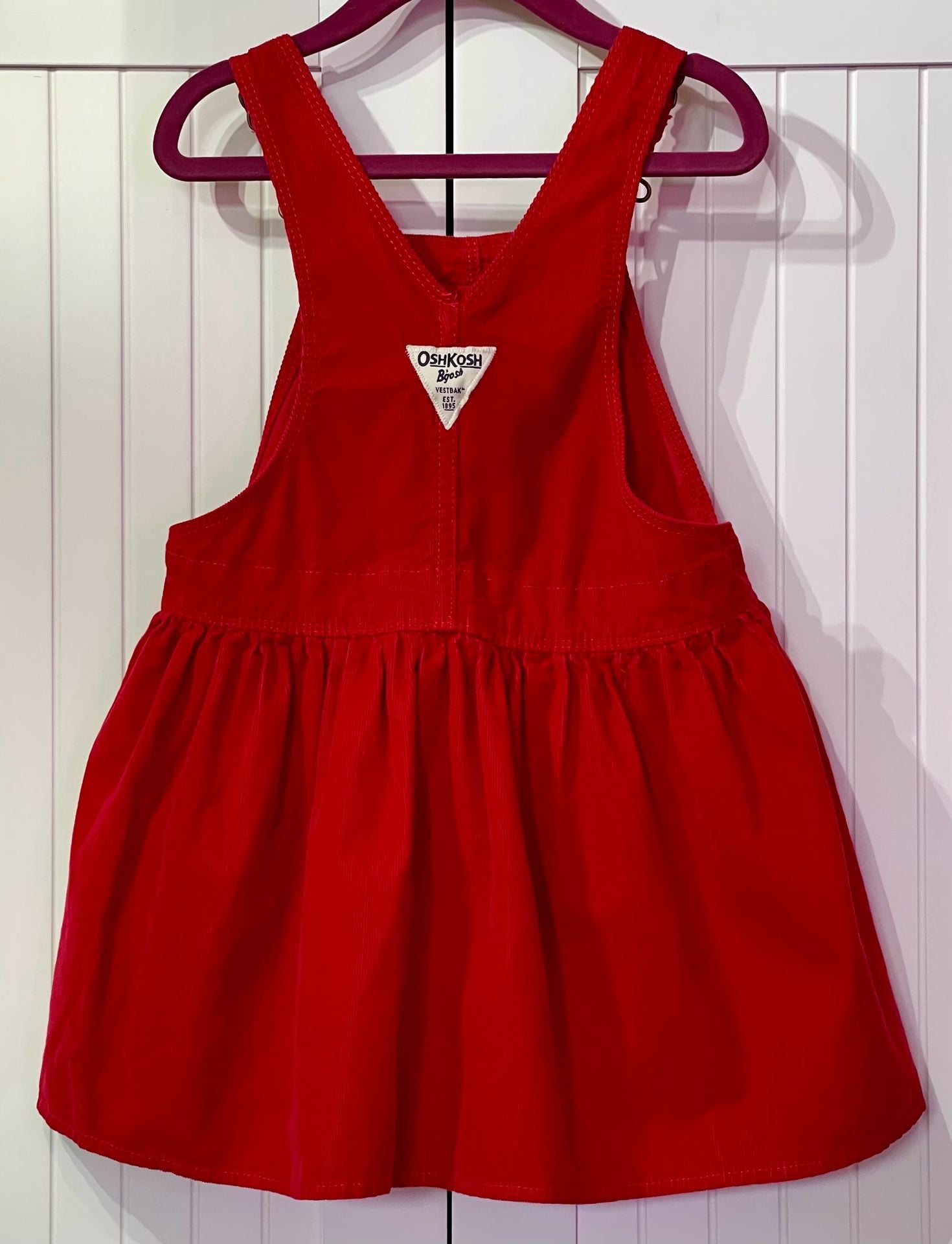 OshKosh B'gosh Corduroy Overall Dress Size 4T Red 3