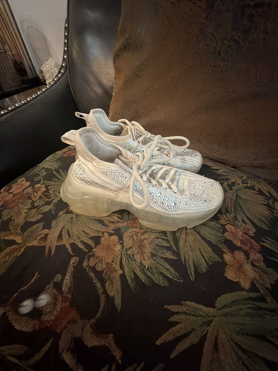 Steve Madden Maxima Rhinestone Sneaker White Embellished Platform 2