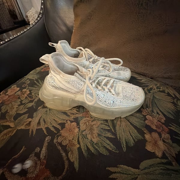 Steve Madden Maxima Rhinestone Sneaker White Embellished Platform