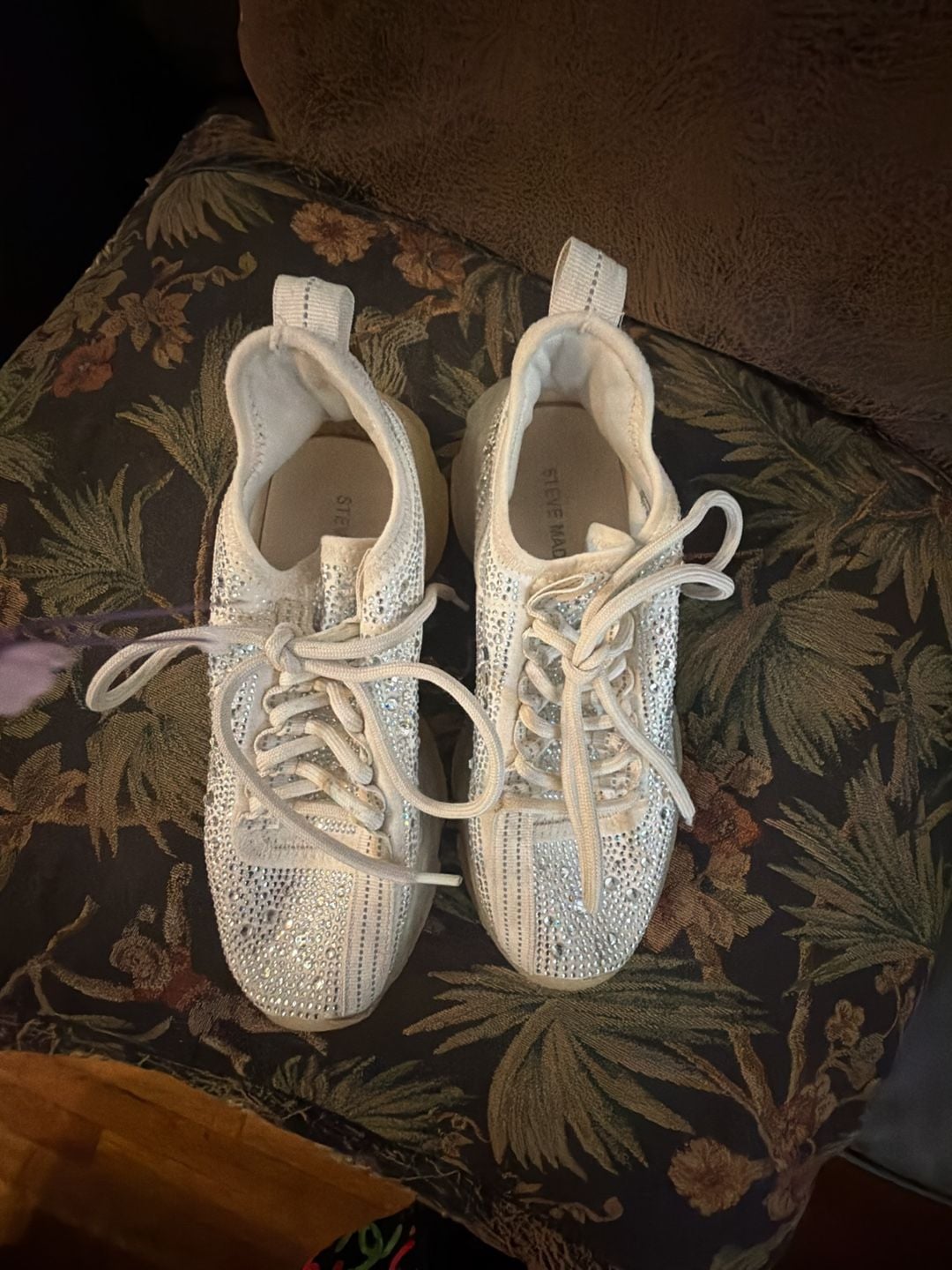 Steve Madden Maxima Rhinestone Sneaker White Embellished Platform 4