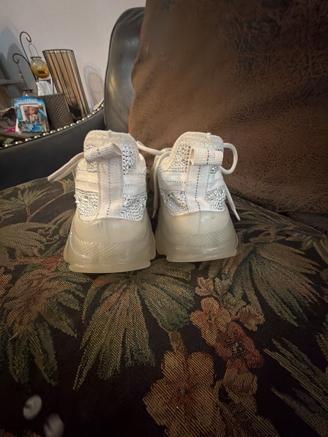 Steve Madden Maxima Rhinestone Sneaker White Embellished Platform 5
