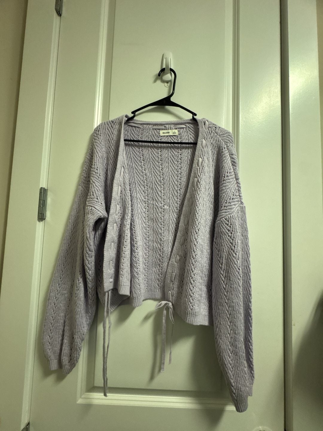 Hollister Sweater Cardigan Size S Purple Knit Tie Front 2