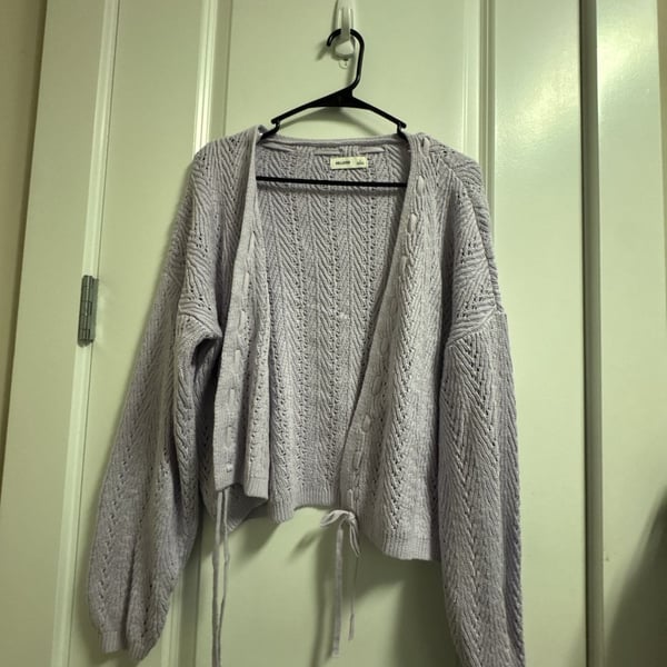 Hollister Sweater Cardigan Size S Purple Knit Tie Front