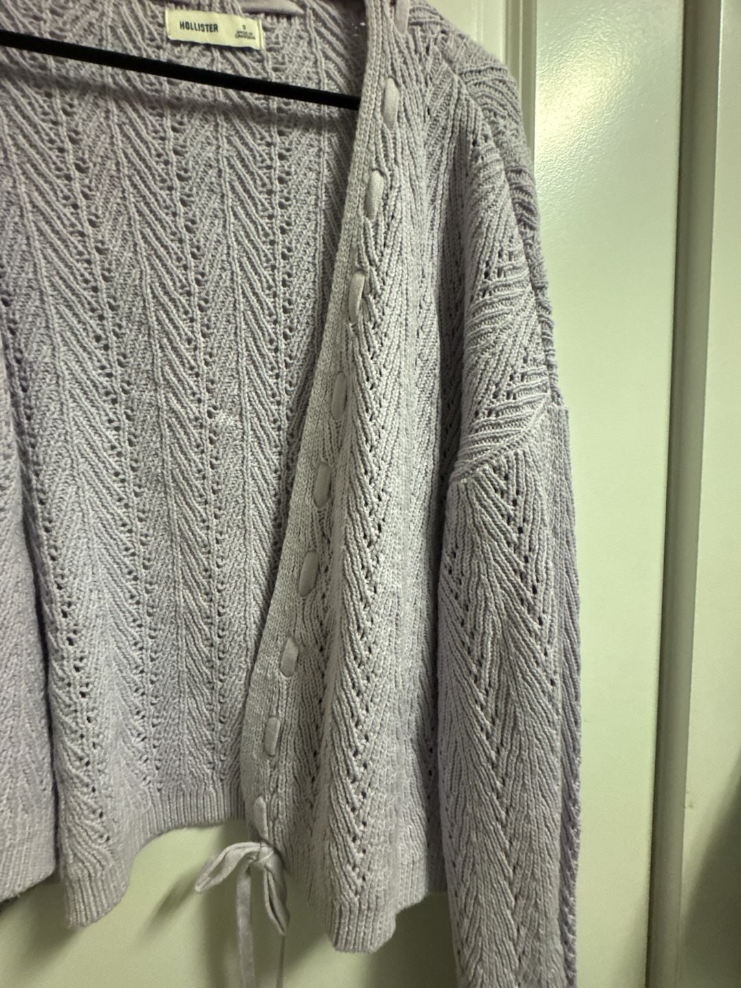 Hollister Sweater Cardigan Size S Purple Knit Tie Front 4