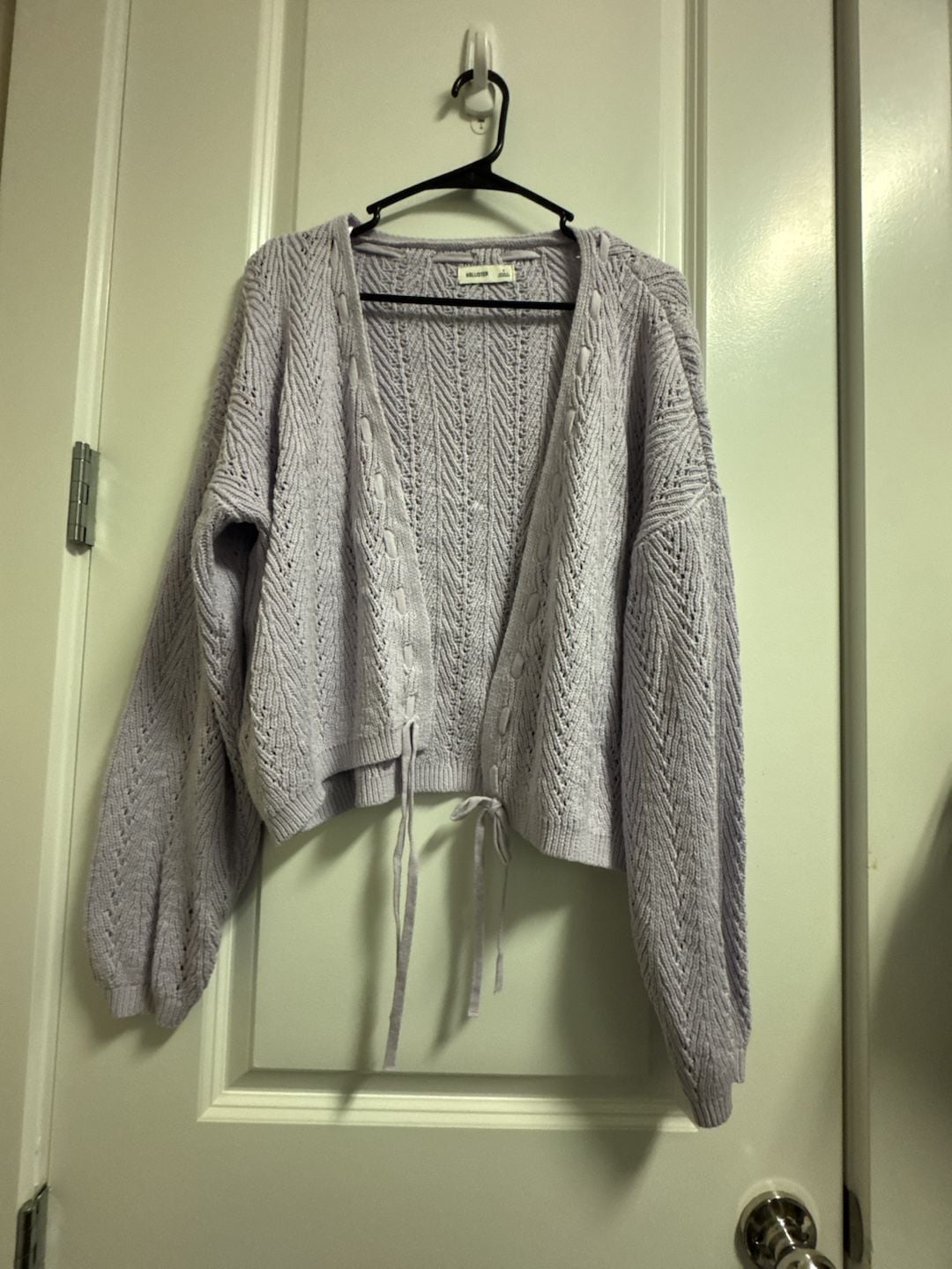 Hollister Sweater Cardigan Size S Purple Knit Tie Front 6