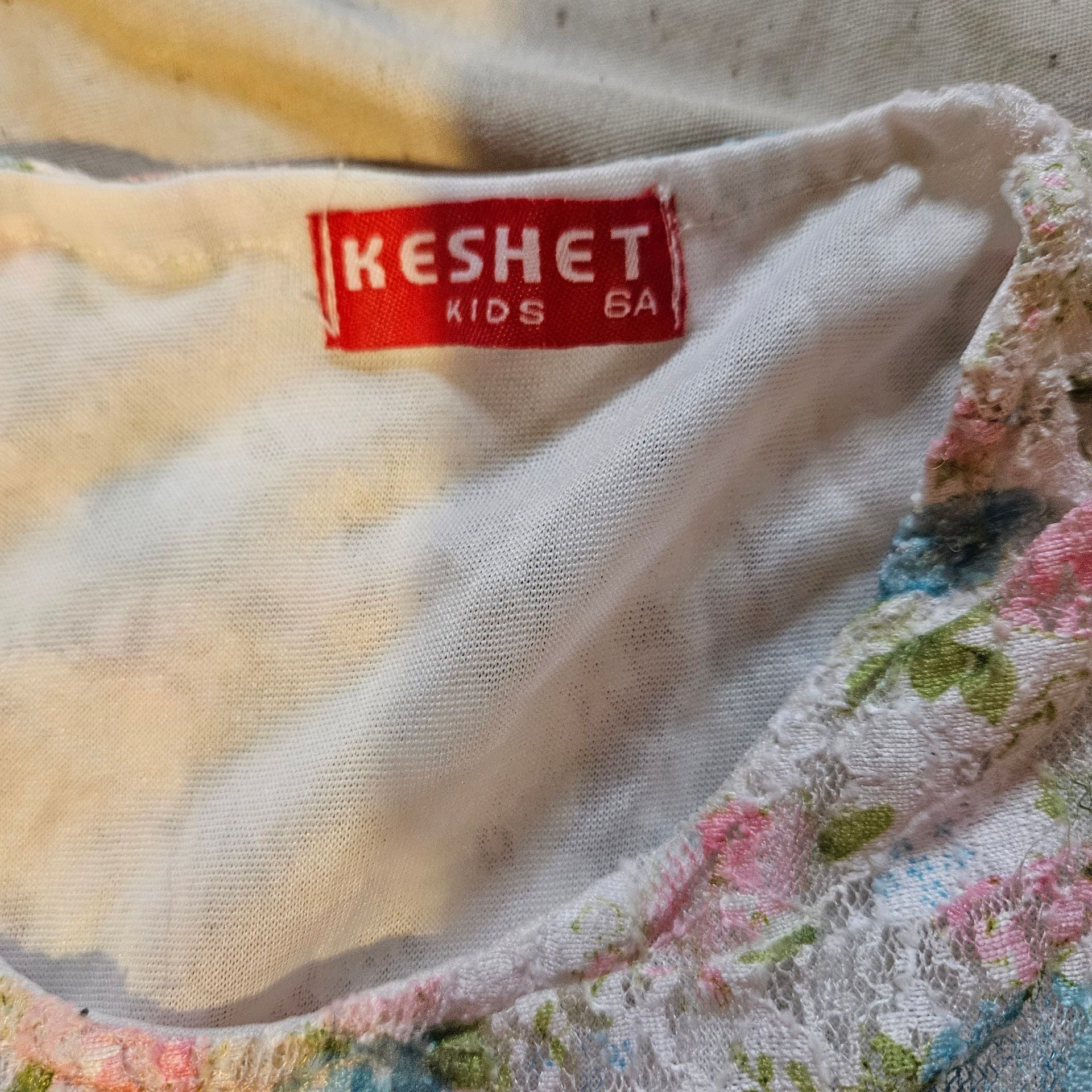 Keshet Kids Dress Size 6A Floral Lace Pink Tiered Ruffle Bow 4
