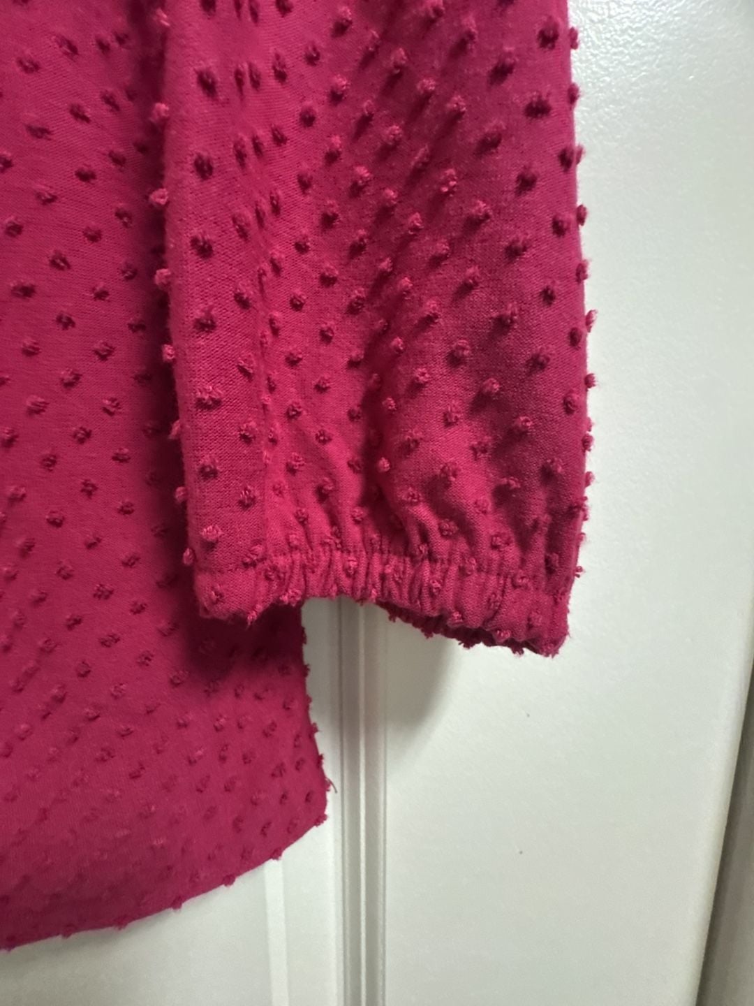 Women’s J. Crew Clip Dot Long Sleeve Top Size XS Magenta 5