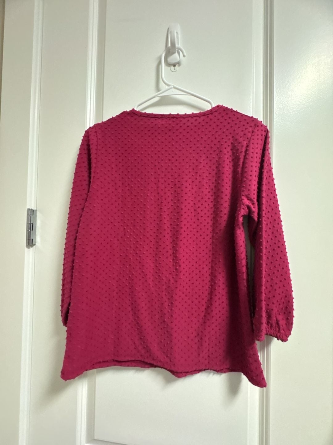 Women’s J. Crew Clip Dot Long Sleeve Top Size XS Magenta 6
