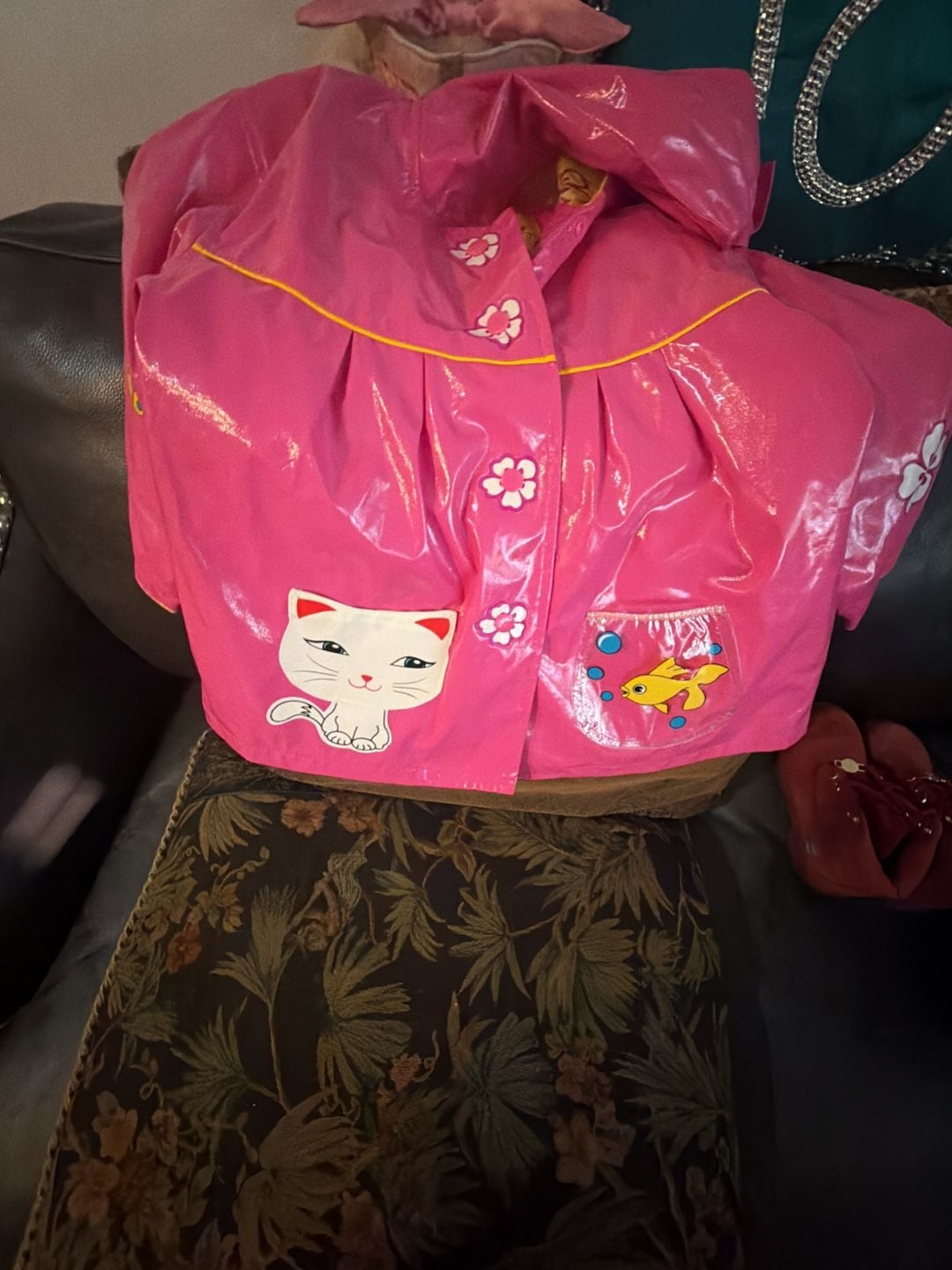 Kidorable Lucky Cat Raincoat Size 4T Pink Waterproof Hooded Jacket 4