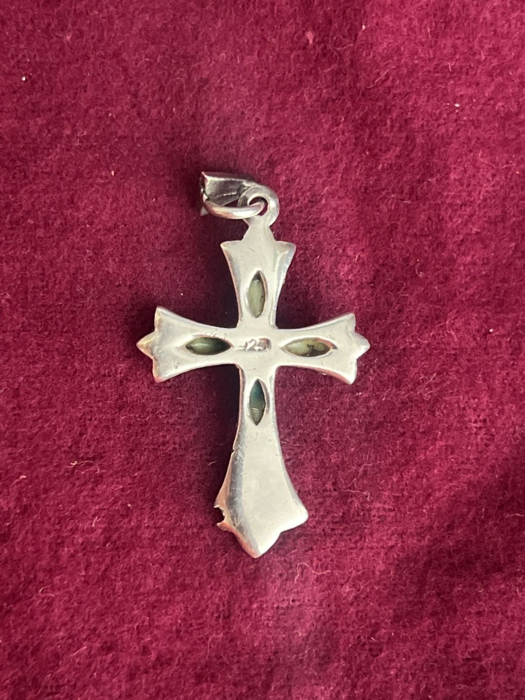 925 Sterling Silver Turquoise Marcasite Cross Pendant 5