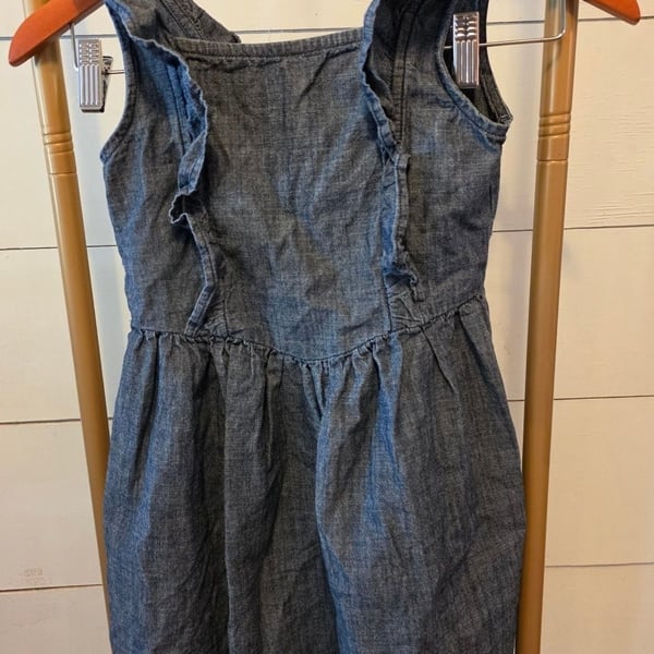 Hanna Andersson Chambray Denim Ruffle Dress Size 5 NEW
