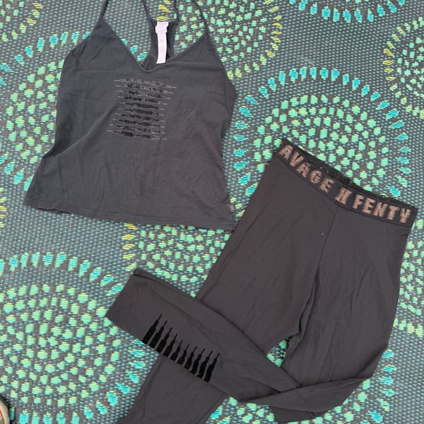 Savage X Fenty Tank Top & Leggings Set Size L XL Black