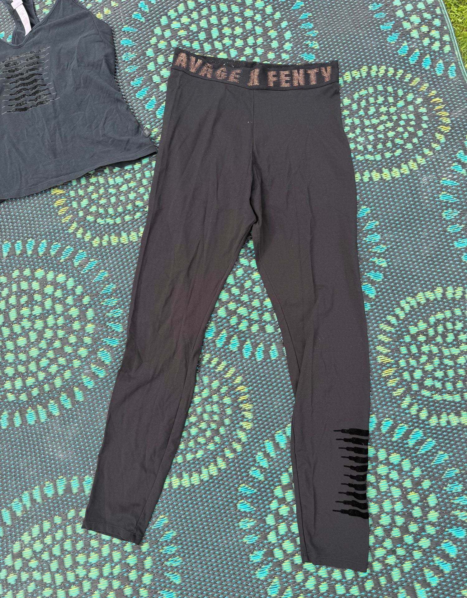 Savage X Fenty Tank Top & Leggings Set Size L XL Black 3