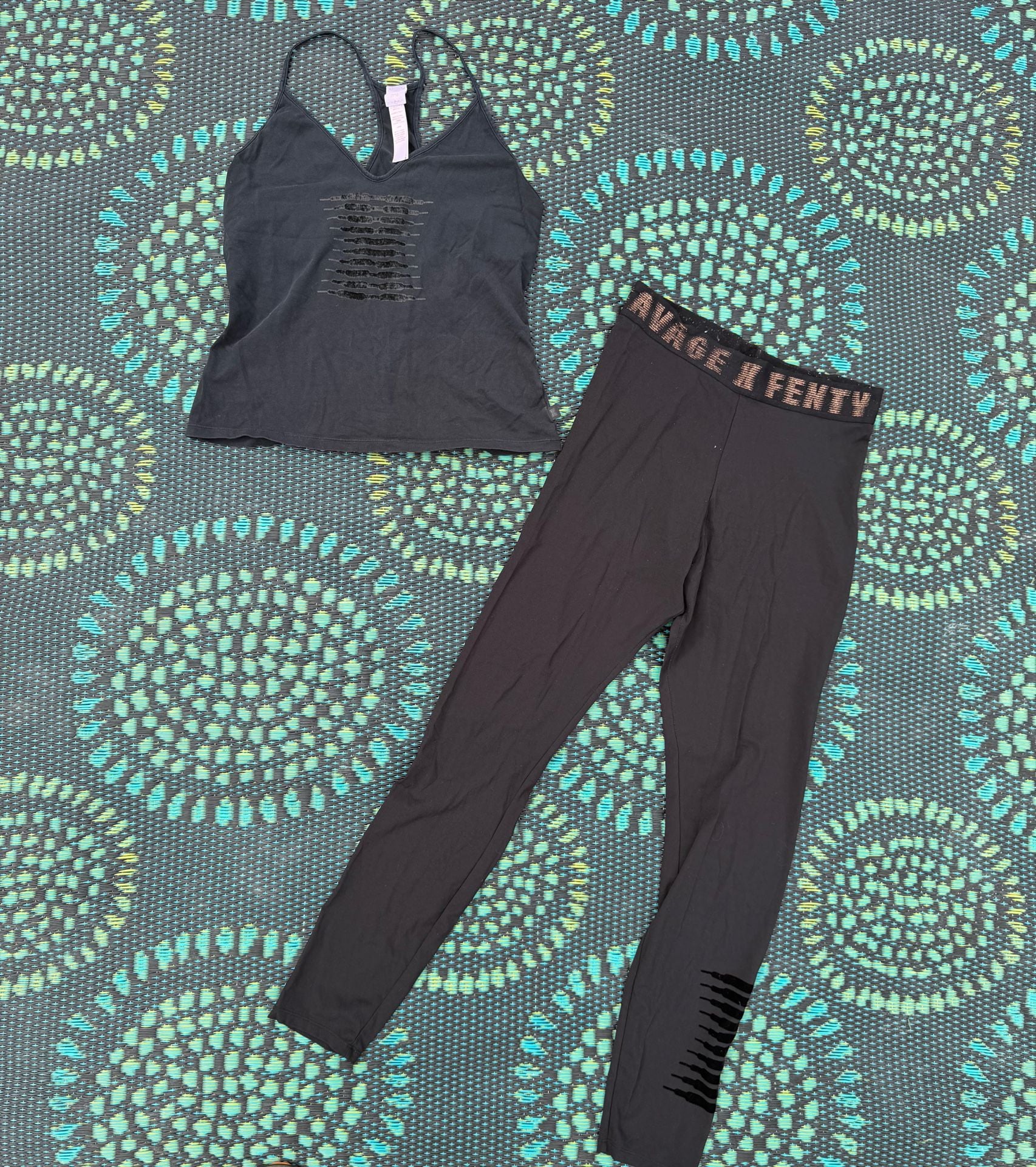 Savage X Fenty Tank Top & Leggings Set Size L XL Black 4