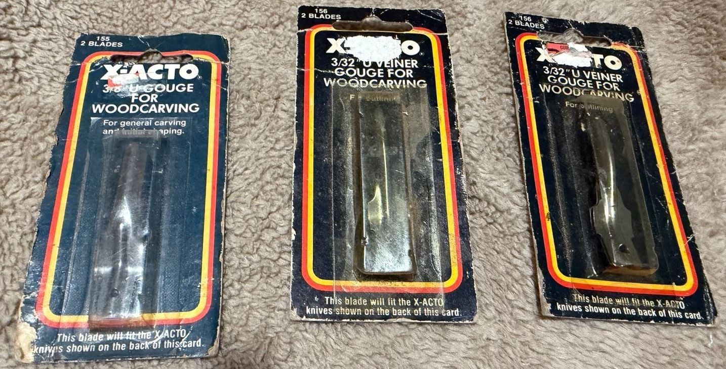 Vintage X-Acto Woodcarving Blades Lot of 3 Packs No. 155 No. 156 1