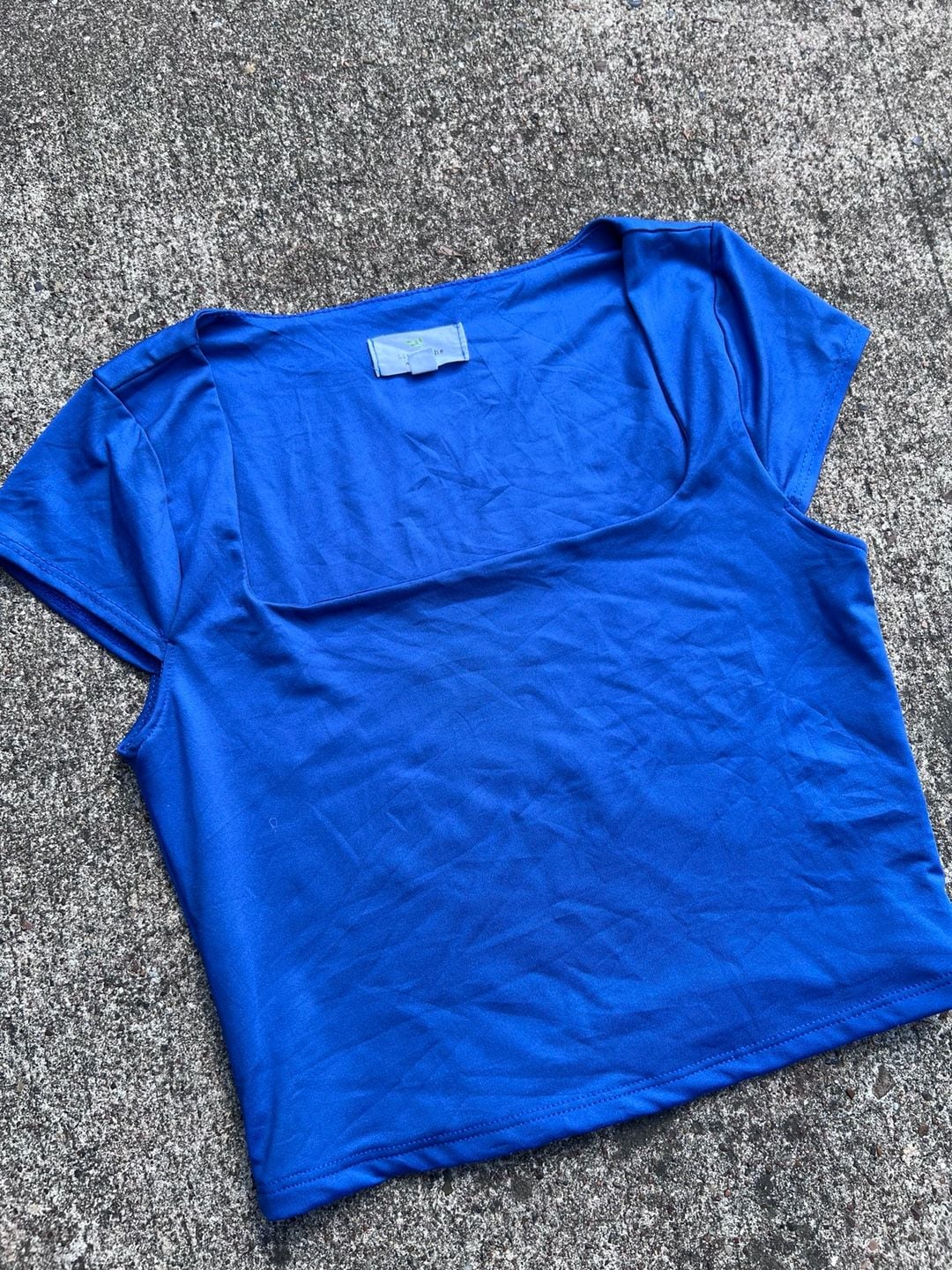 Z-Live in the Moment Square Neck Cap Sleeve Crop Top Royal Blue (S)
2