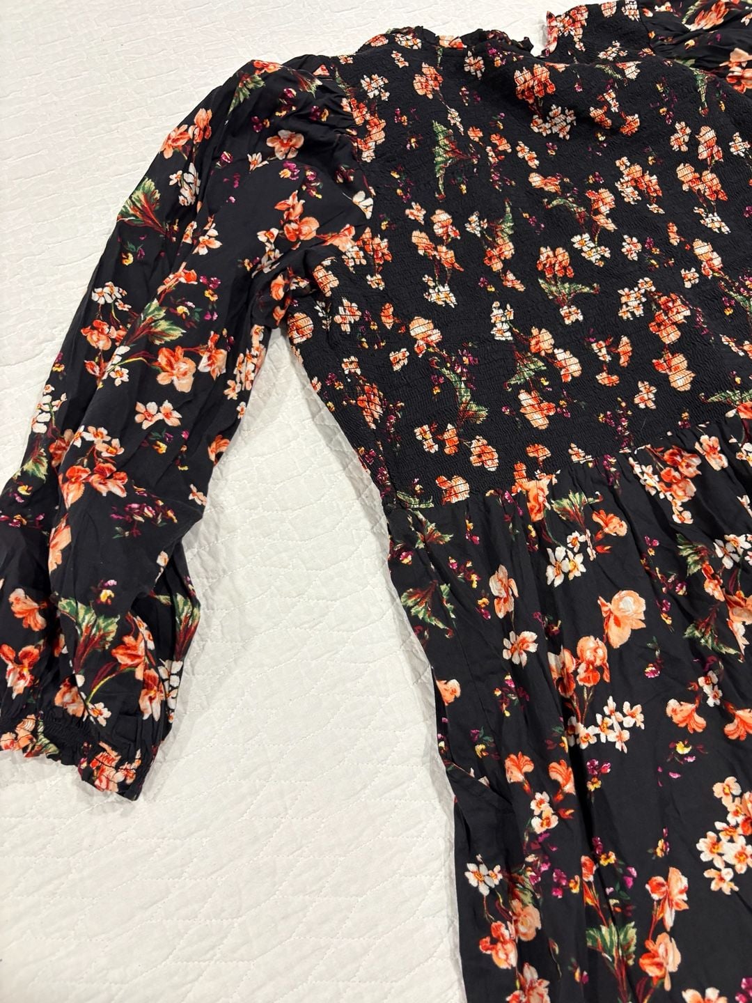 Old Navy Women’s 3X Black Floral Maxi Dress Smocked Long Sleeve Tiered Boho 7