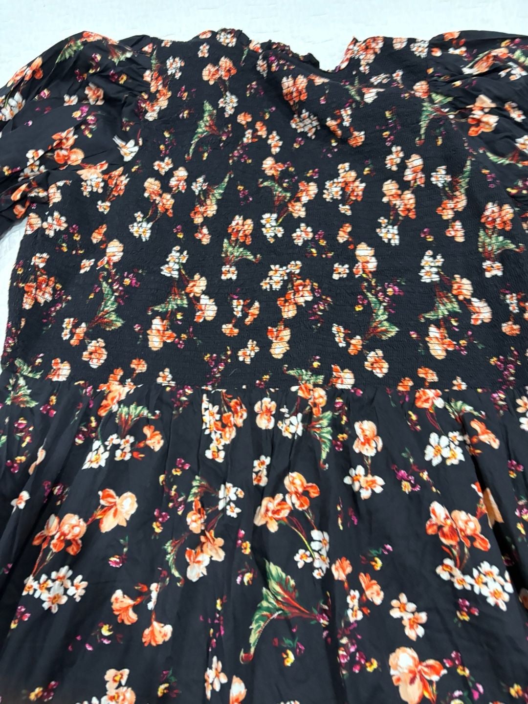 Old Navy Women’s 3X Black Floral Maxi Dress Smocked Long Sleeve Tiered Boho 8