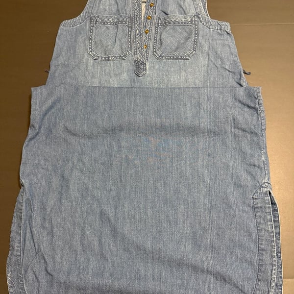 Chaps Denim Shirt Dress Size S Blue Chambray Sleeveless Maxi