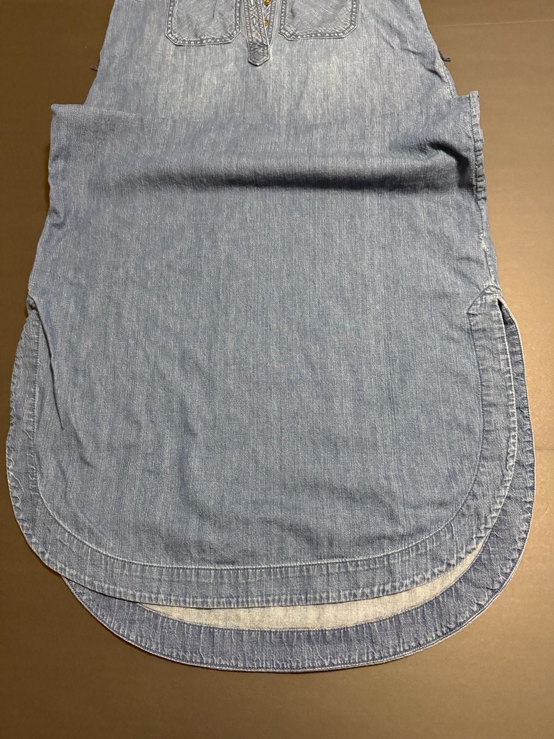 Chaps Denim Shirt Dress Size S Blue Chambray Sleeveless Maxi 4