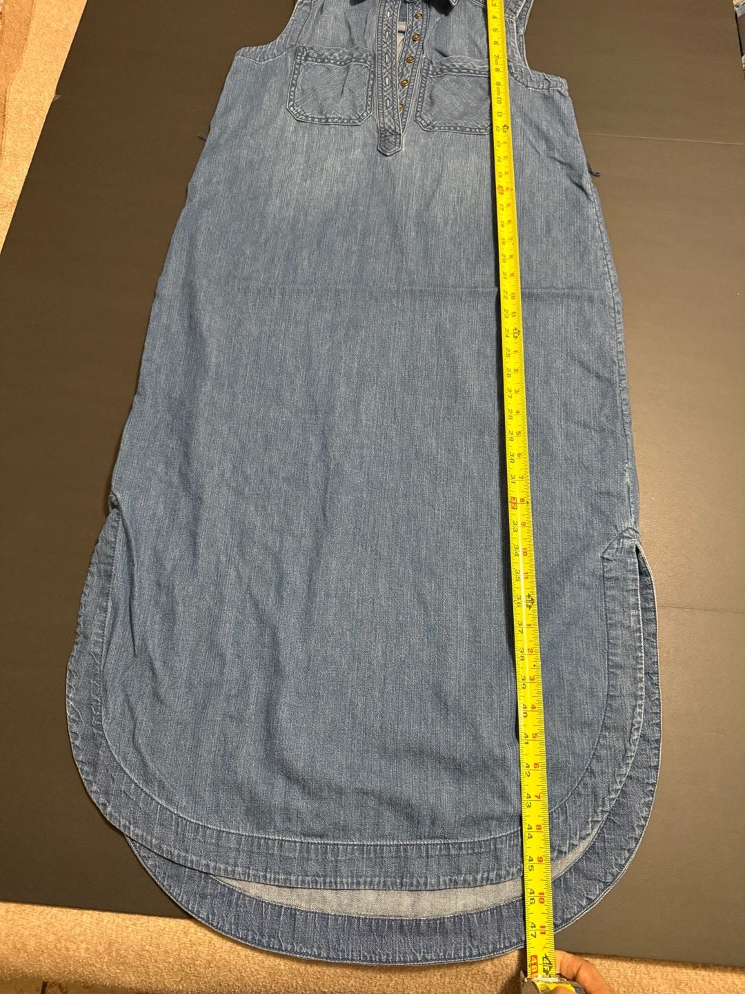 Chaps Denim Shirt Dress Size S Blue Chambray Sleeveless Maxi 5