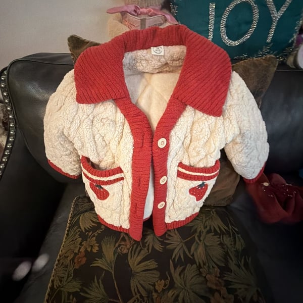 Strawberry Sherpa Baby Cardigan Size 80