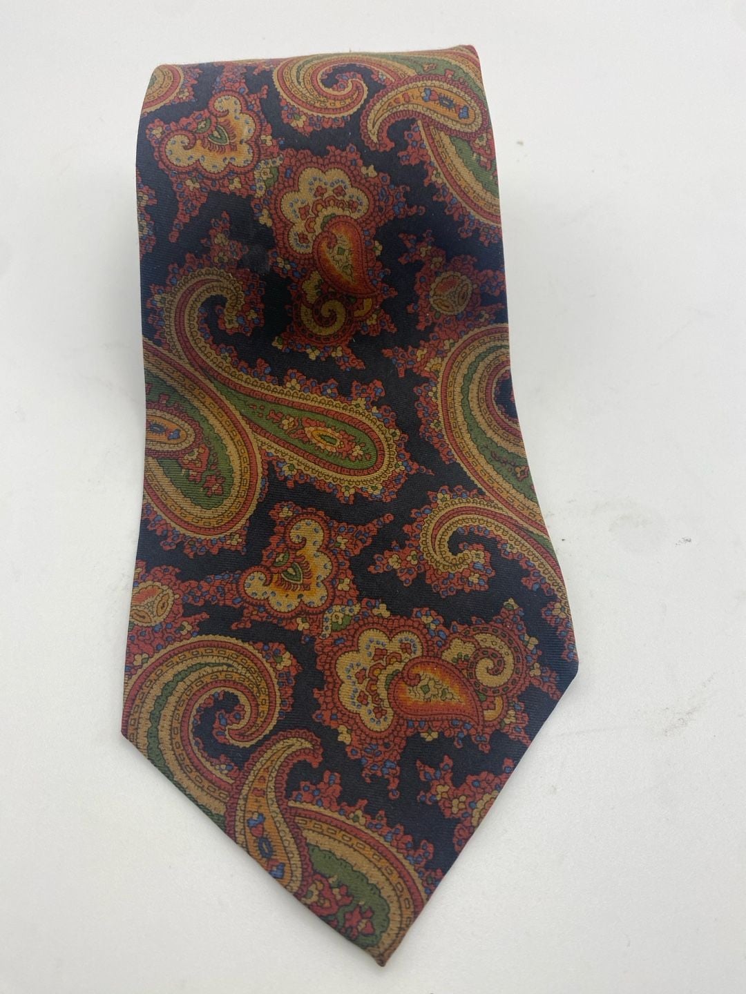 Polo By Ralph Lauren Silk Necktie Paisley Black Red Gold 1