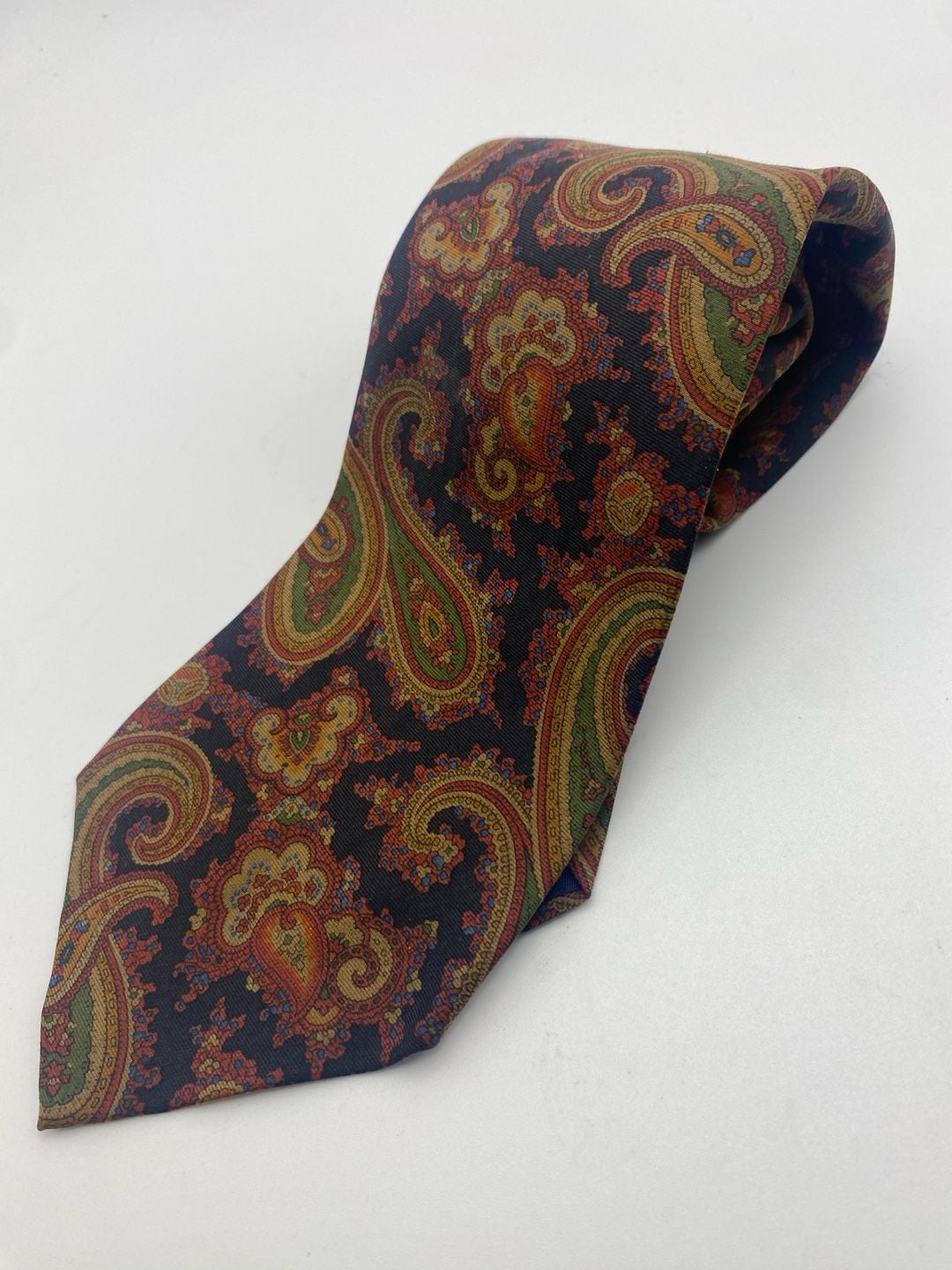 Polo By Ralph Lauren Silk Necktie Paisley Black Red Gold 2