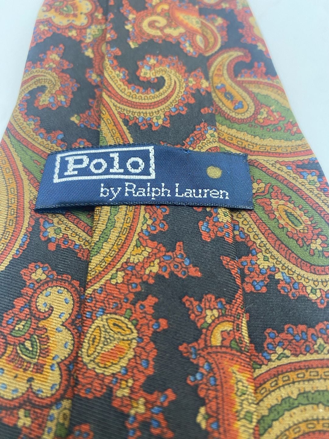 Polo By Ralph Lauren Silk Necktie Paisley Black Red Gold 3