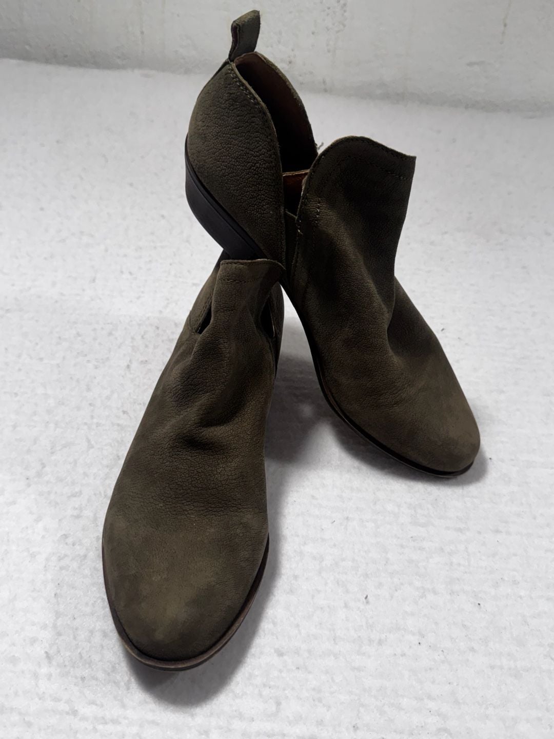 Lucky Brand Bollo Ankle Boots Womens 10M Olive Green Leather Booties 3