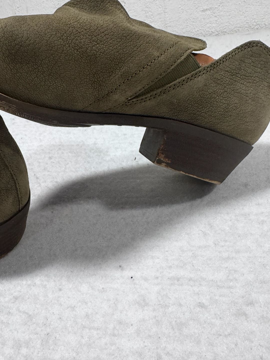 Lucky Brand Bollo Ankle Boots Womens 10M Olive Green Leather Booties 7