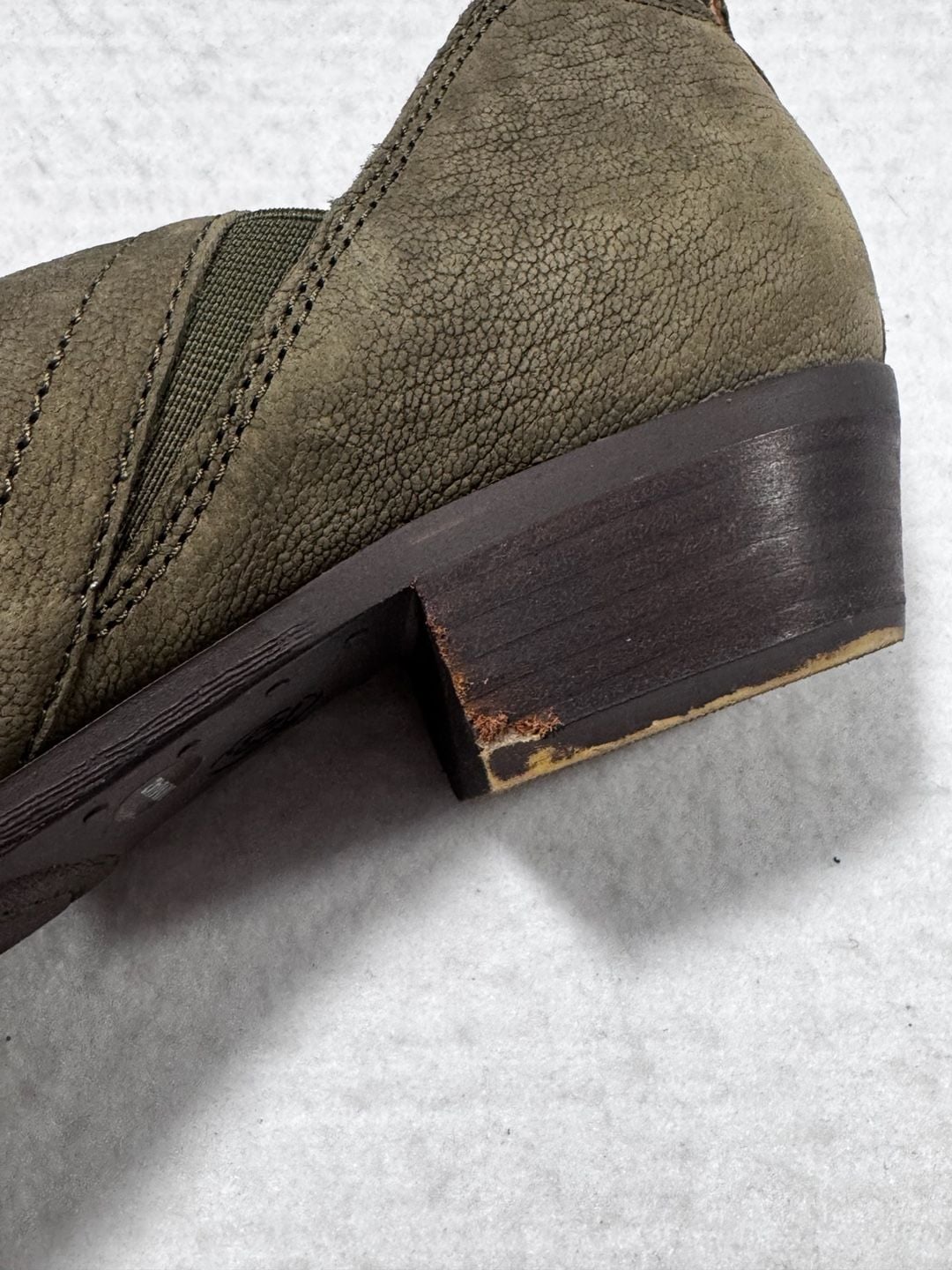 Lucky Brand Bollo Ankle Boots Womens 10M Olive Green Leather Booties 8