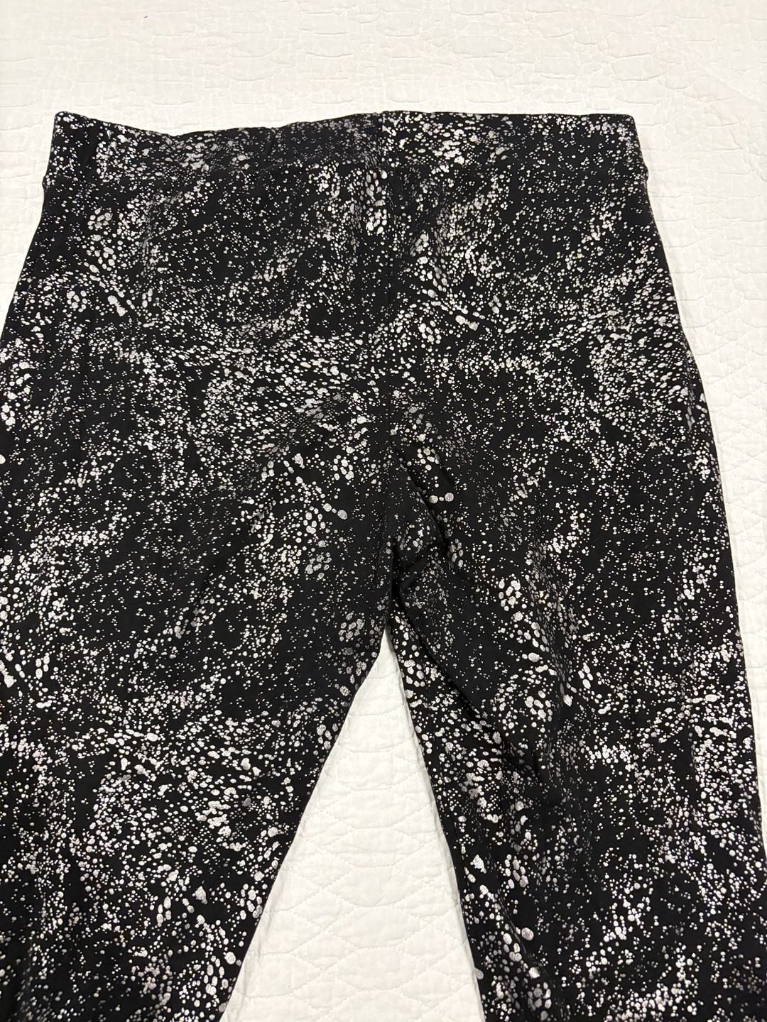 Torrid Size 3 Black Silver Metallic Splatter Print Leggings Stretch Skinny Pants 9