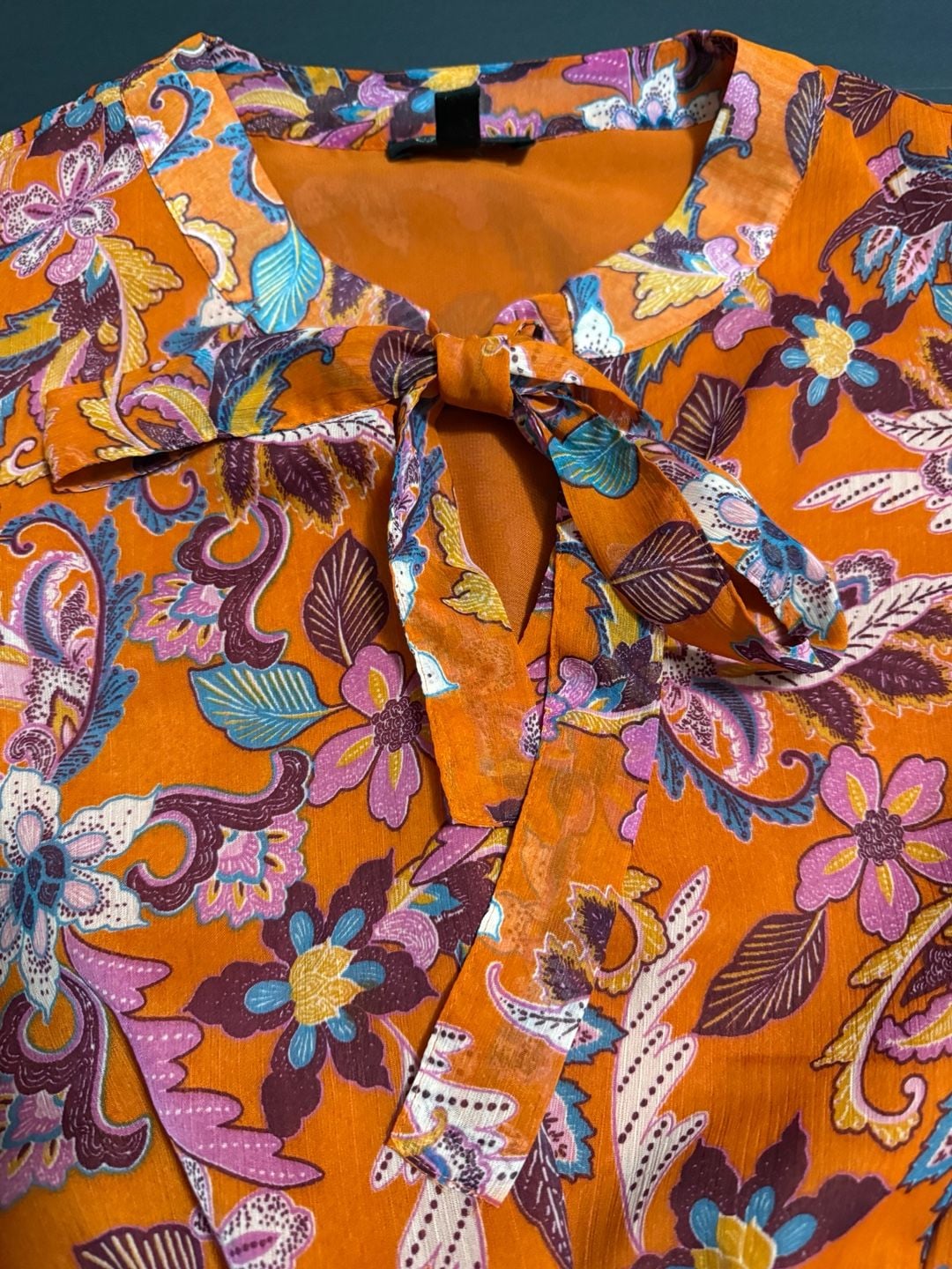 Jessica Simpson Dress Size XS Orange Floral Tiered Ruffle Mini 3