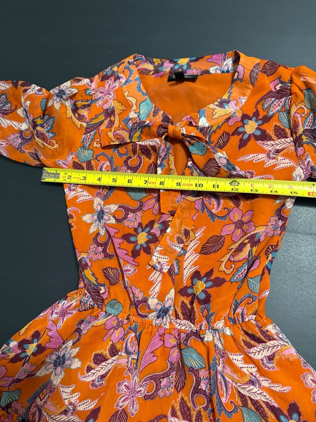 Jessica Simpson Dress Size XS Orange Floral Tiered Ruffle Mini 5