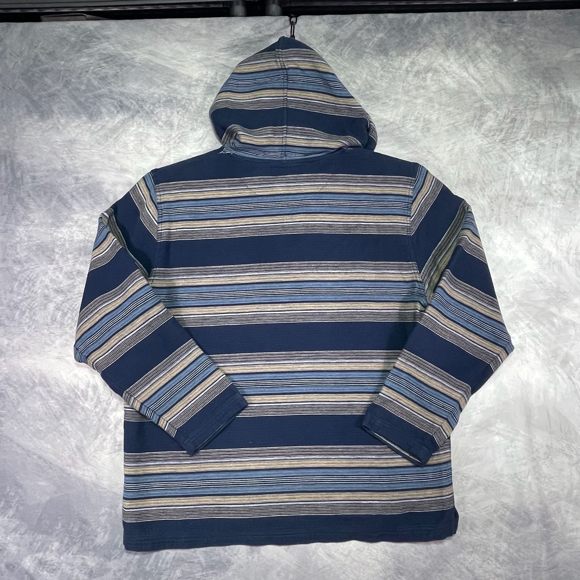 Pendleton Surf Hoodie Size L Blue Striped Button Hooded Sweatshirt 6