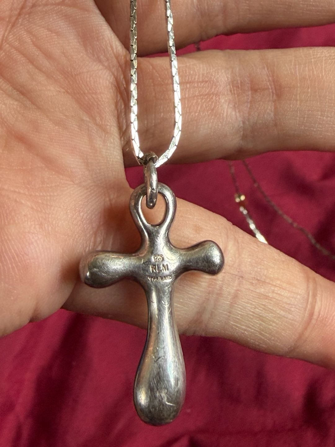Robert Lee Morris RLM Sterling Silver Puffy Cross Pendant Necklace 2