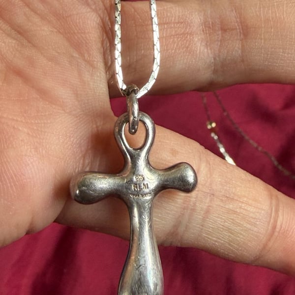Robert Lee Morris RLM Sterling Silver Puffy Cross Pendant Necklace