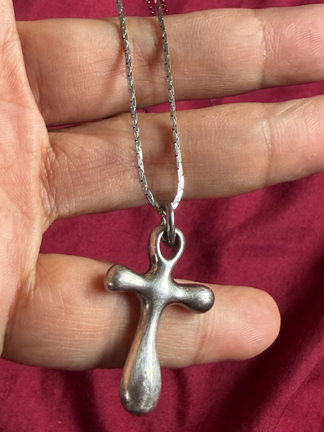 Robert Lee Morris RLM Sterling Silver Puffy Cross Pendant Necklace 3