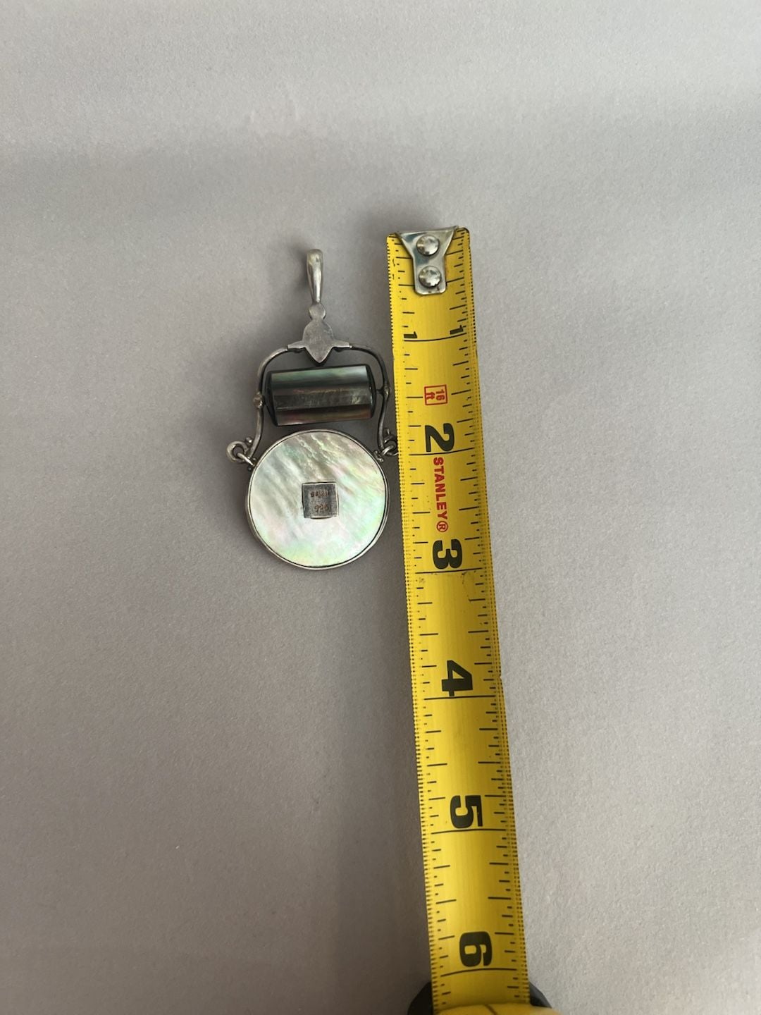 Sajen Sterling Silver Abalone Turquoise Spinning Chinese Coin Pendant 6