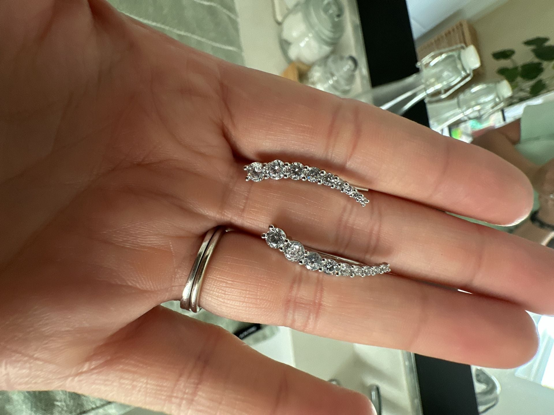 Sterling Silver Cubic Zirconia Ear Climber Crawler Earrings Silver 1