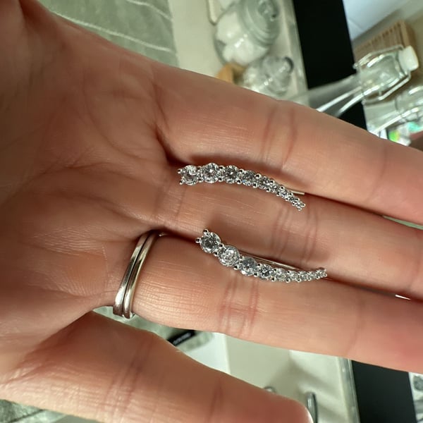 Sterling Silver Cubic Zirconia Ear Climber Crawler Earrings Silver