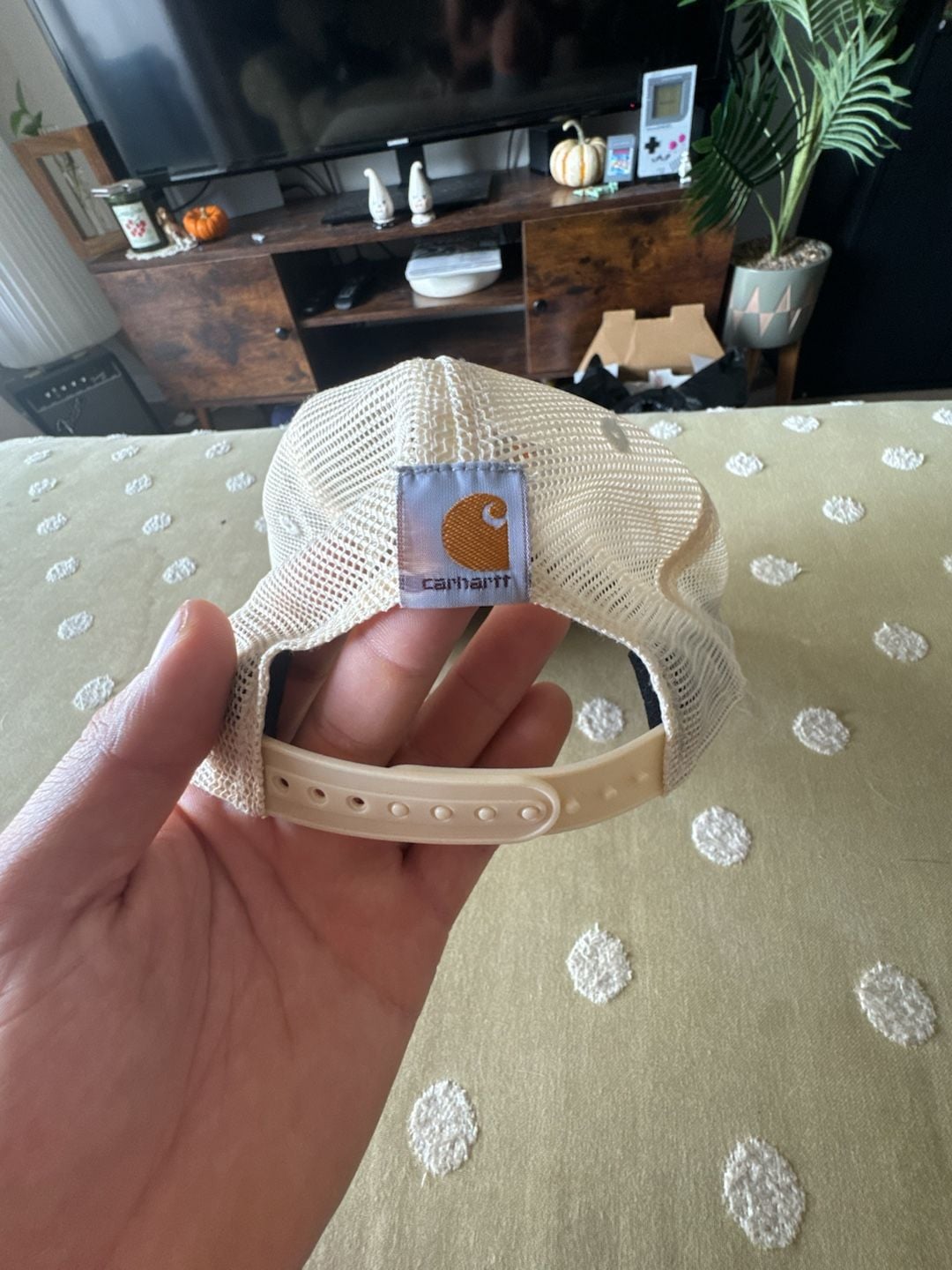 Carhartt orange gray canvas trucker hat, snapback, one size
4