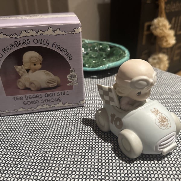 Precious Moments 1990 Members Only Race Car Figurine With Box