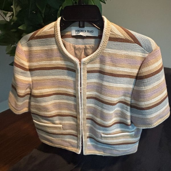 Veronica Beard Wyatt Striped Jacket Multi Short Sleeve