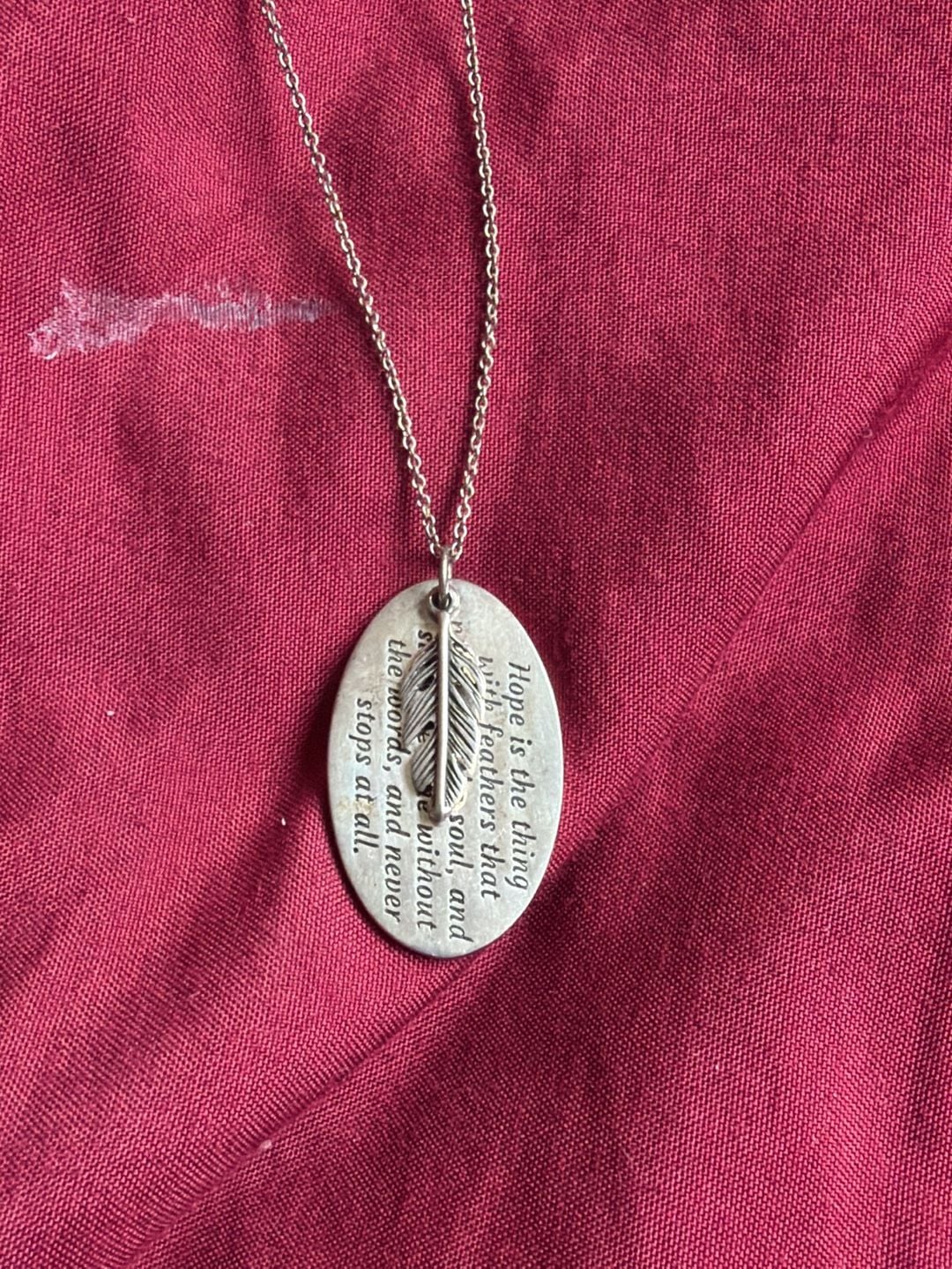 Emily Dickinson Sterling Silver 925 Feather Poem Necklace 2