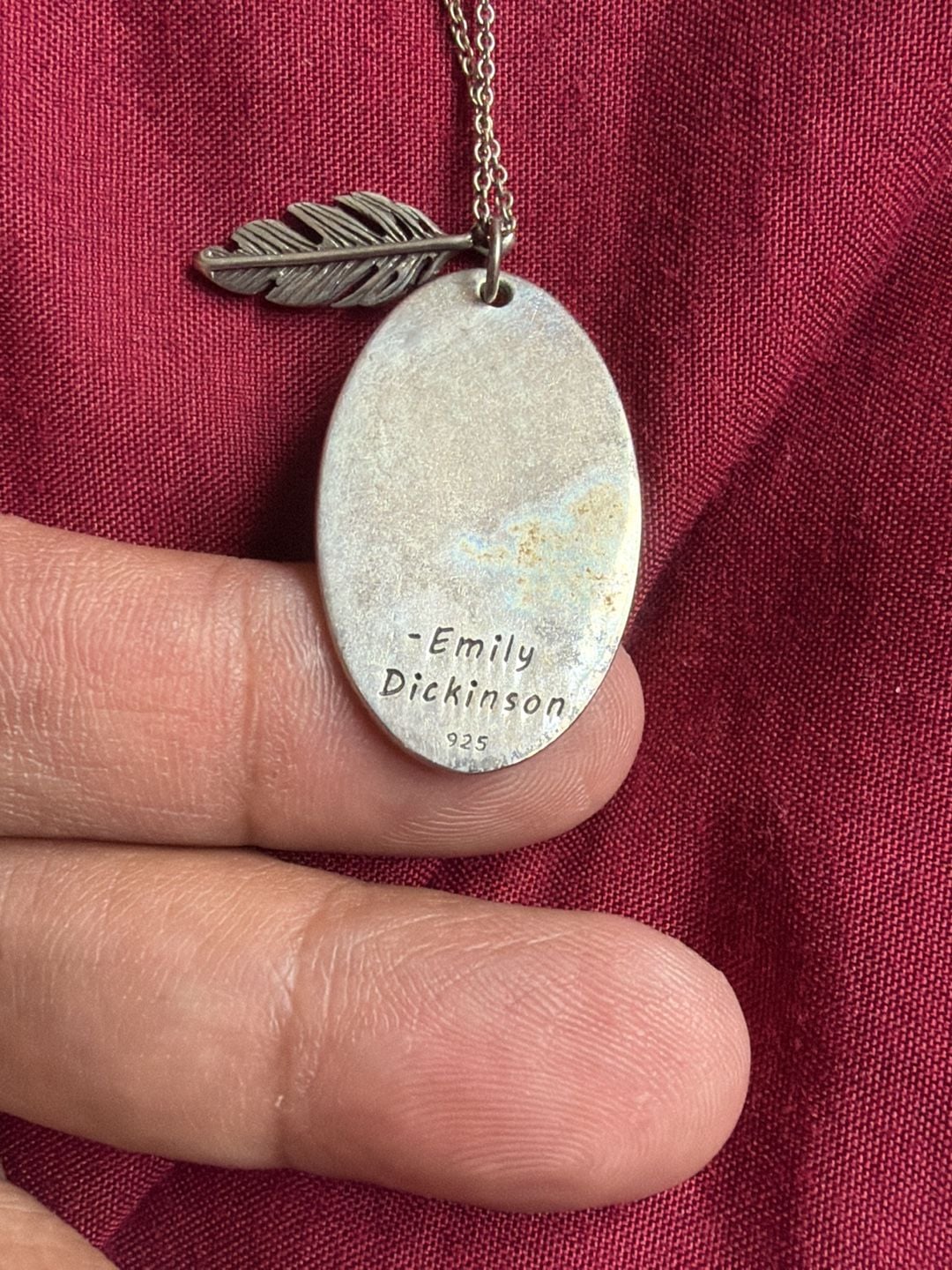 Emily Dickinson Sterling Silver 925 Feather Poem Necklace 4