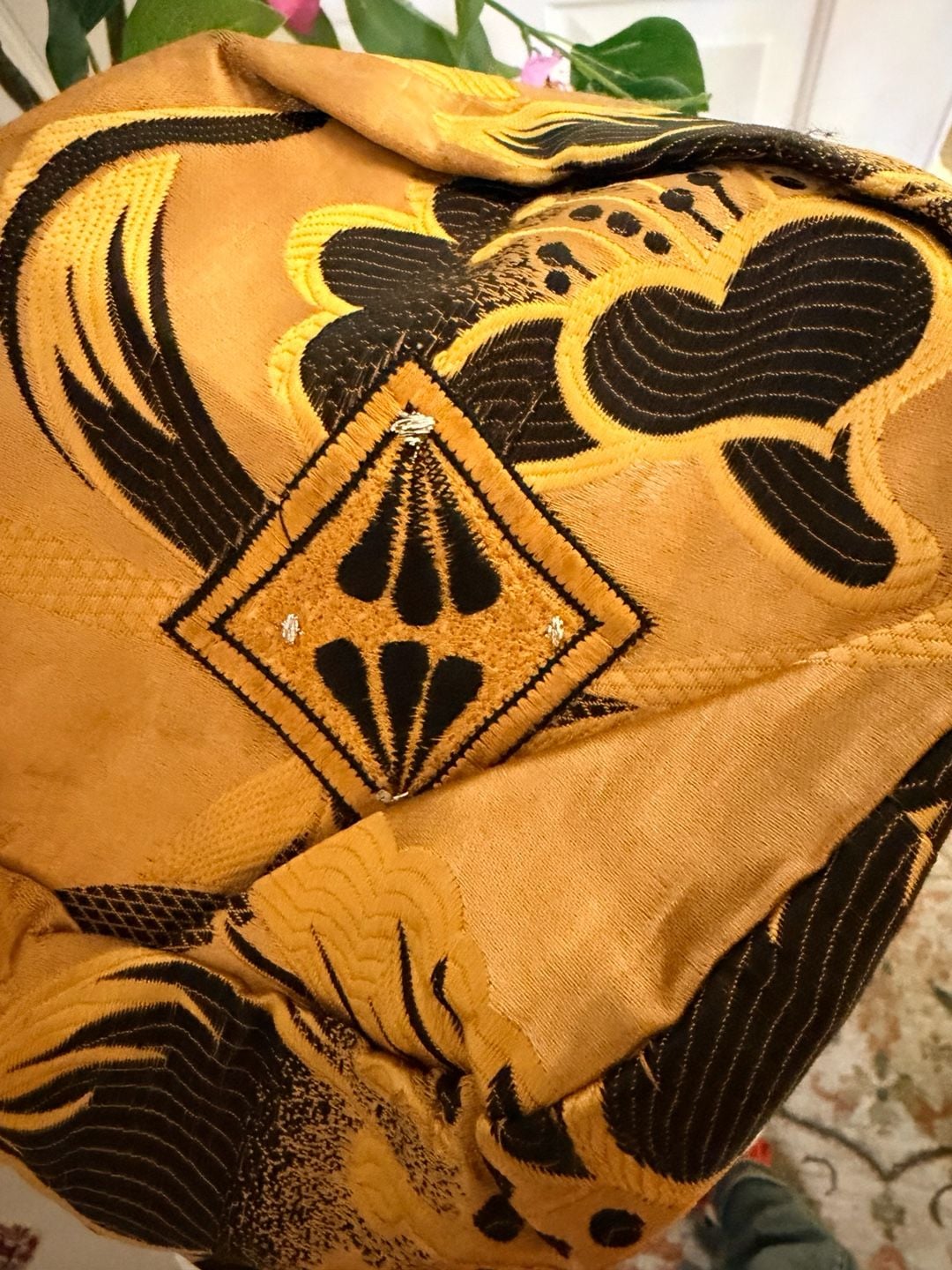 Vintage Black And Gold Brocade Hat Traditional Ethnic Headwear 3