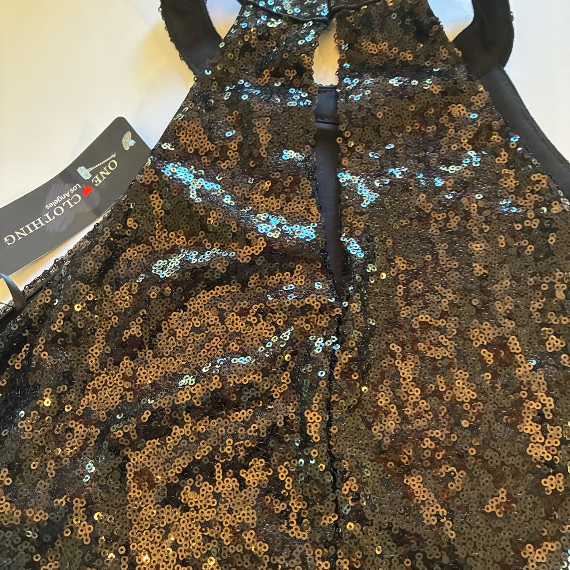 One Clothing Sequin Halter Dress Size S Black Party Cocktail Mini 5